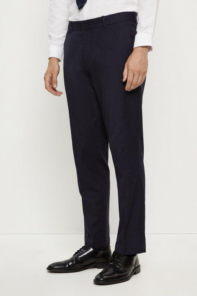 Mens Tailored Fit Navy Cotton Stretch Suit Trousers