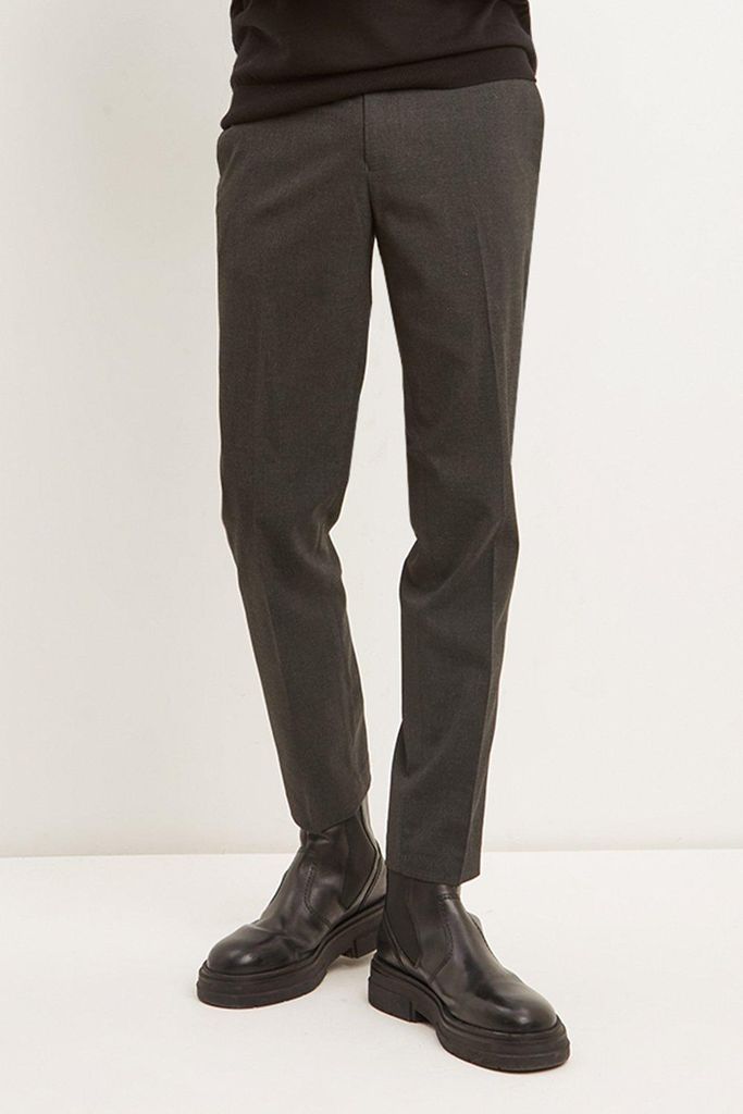 Mens Skinny Fit Charcoal Smart Trousers