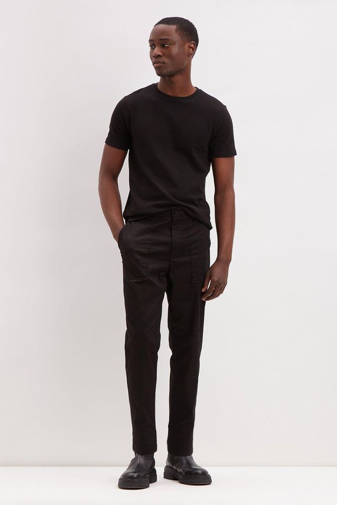 Mens Tapered Fit Black Worker Trousers