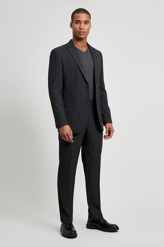 Mens Tailored Fit Charcoal Essential Trousers