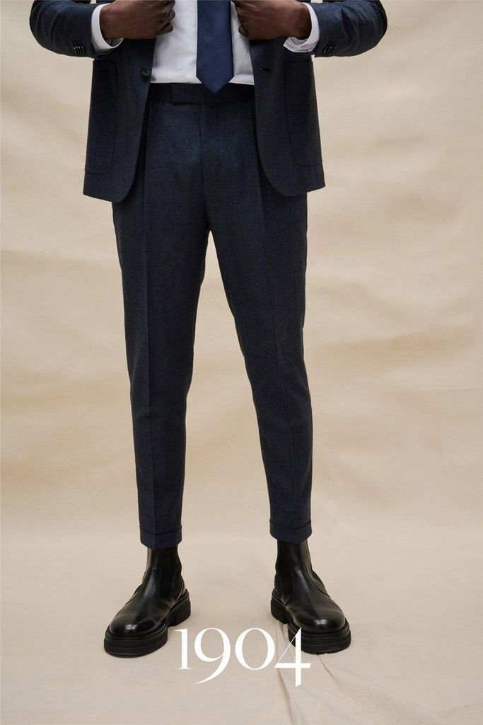 Mens 1904 Slim Fit Blue Puppytooth Suit Trousers