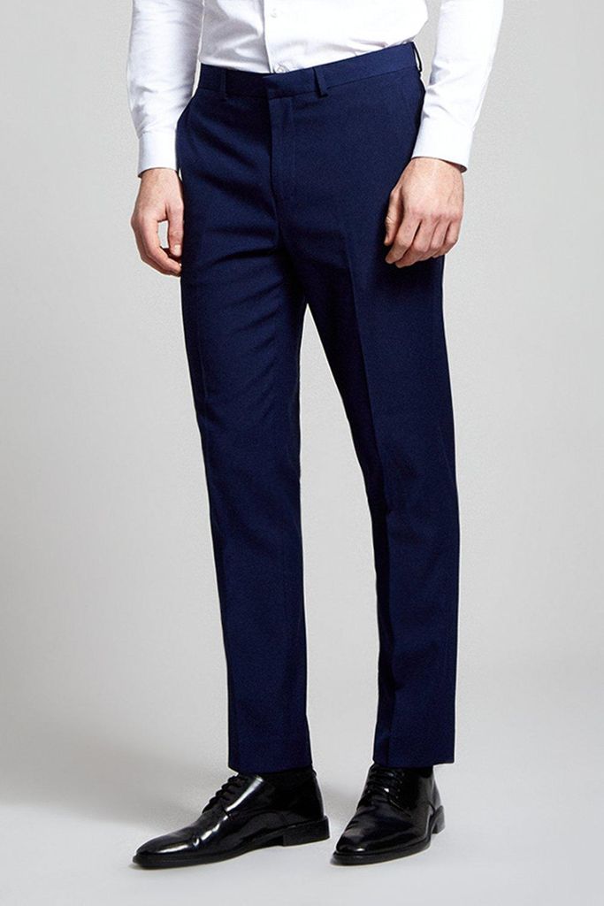 Mens Skinny Fit Navy Stretch Tuxedo Suit Trousers