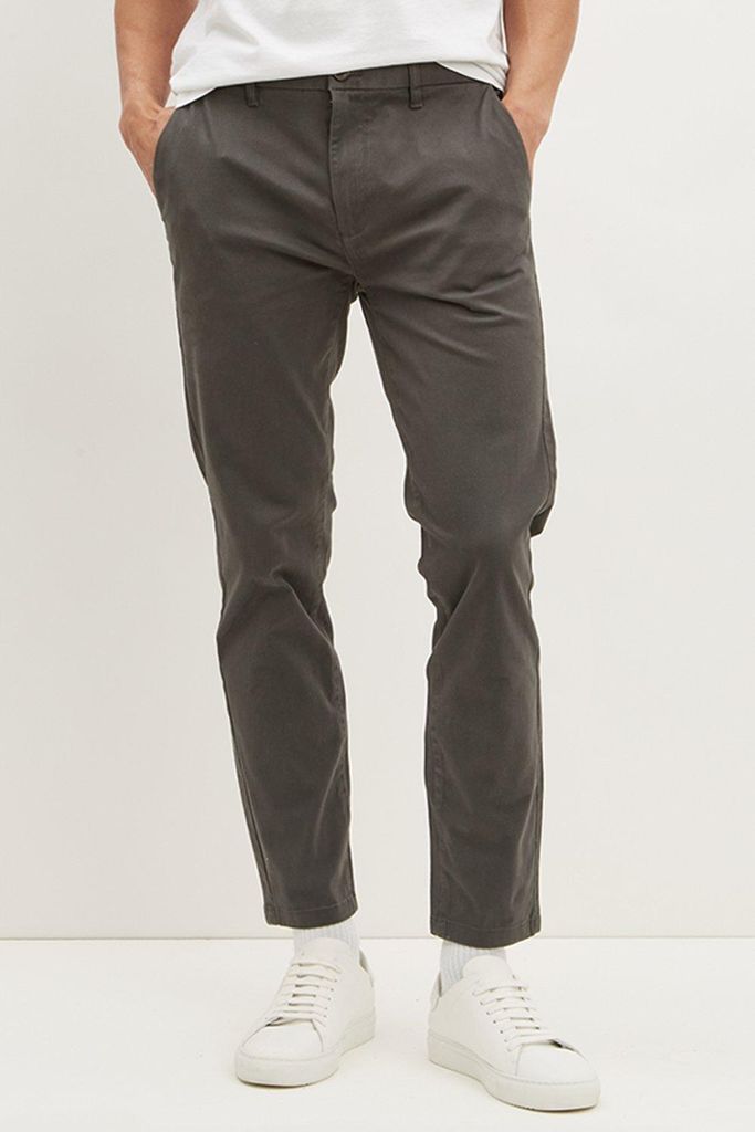 Mens Skinny Fit Charcoal Chinos