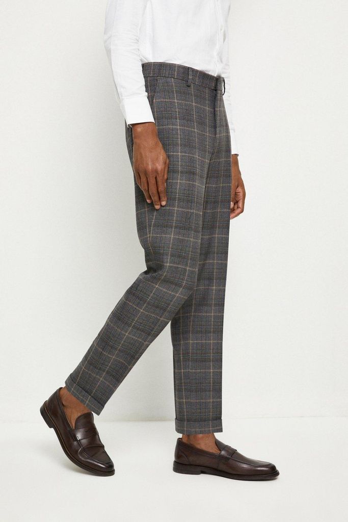 Mens Slim Fit Overchecked Suit trousers