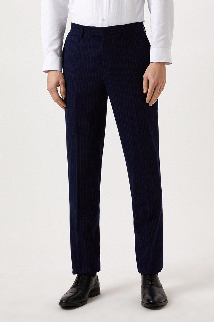 Mens Slim Fit Navy Pinstripe Suit Trouser