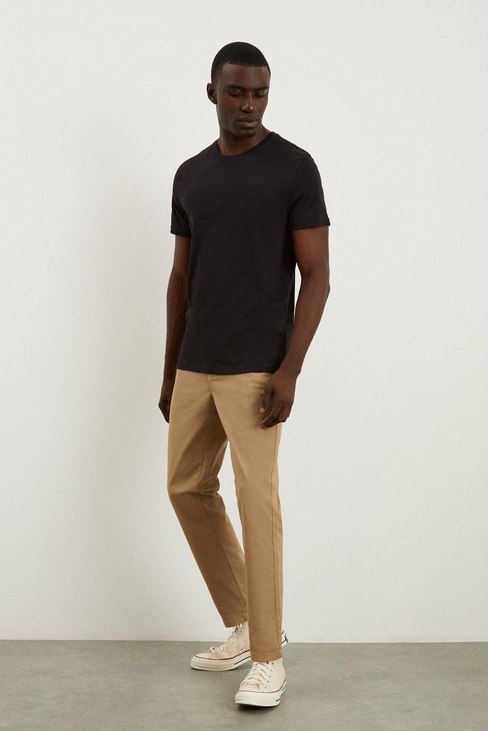 Mens Slim Fit Stone Chino Trousers