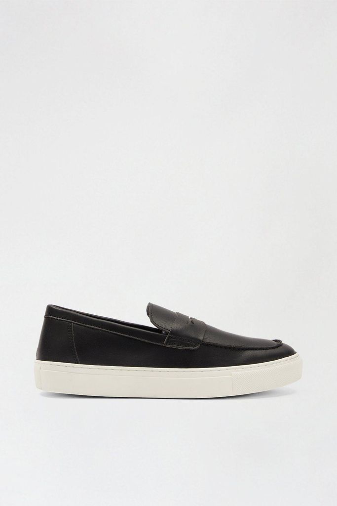 Mens Black Slip On Shoes With Band Detail