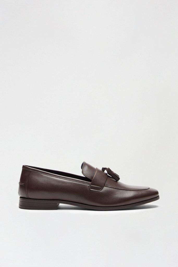 Mens Brown Leather Tassel Loafers