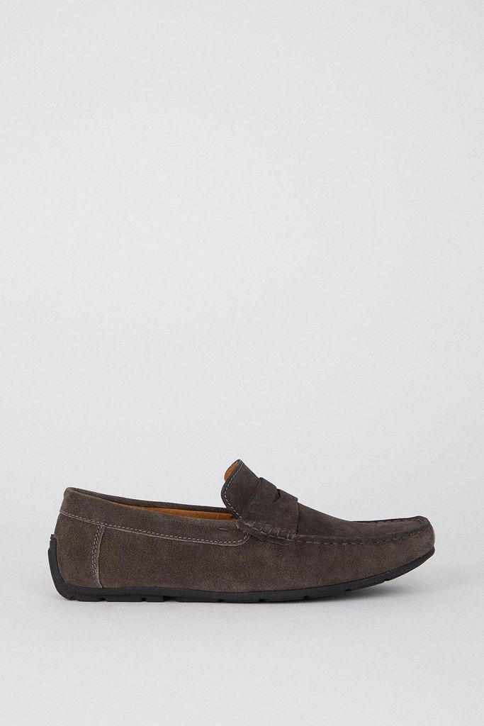 Mens Charcoal Suede Loafers