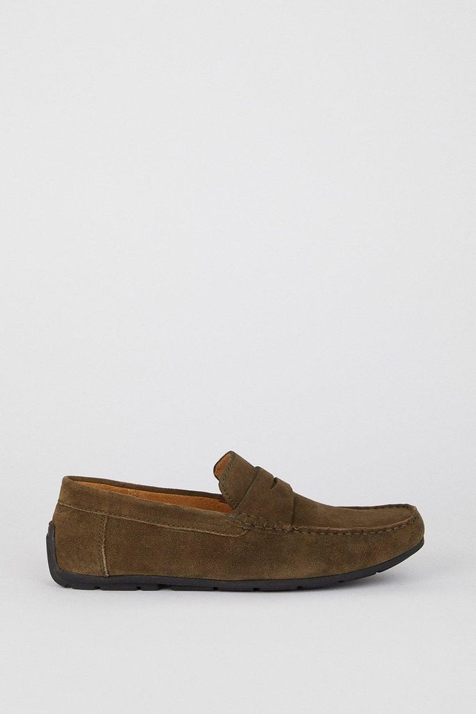 Mens Khaki Suede Loafers
