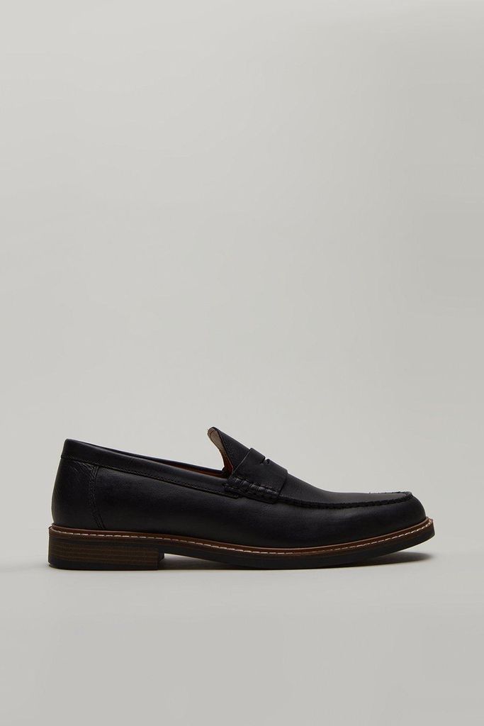 Mens Leather Saddle Loafers