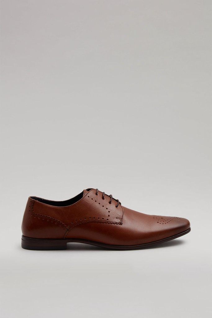 Mens Leather Shoes with Brogue Detail