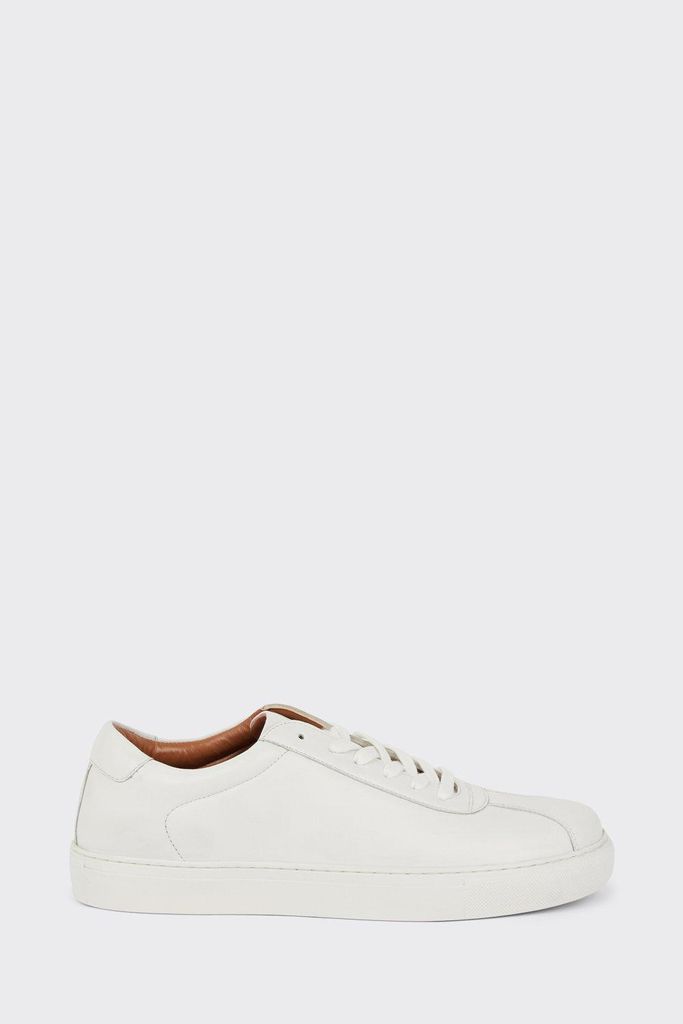 Mens Leather Smart White Trainer