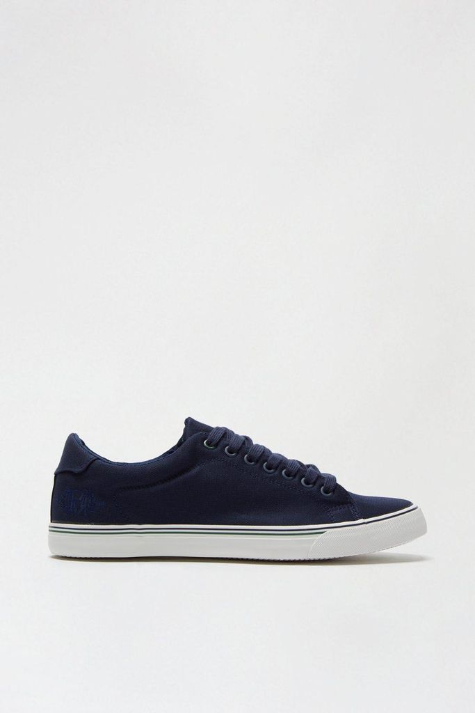 Mens Navy Canvas Lace-up Trainers