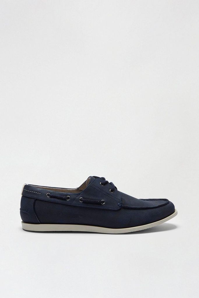 Mens Navy PU Boat Shoes