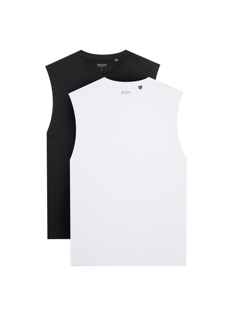 Mens Plus And Tall Two Pack White Black Tank