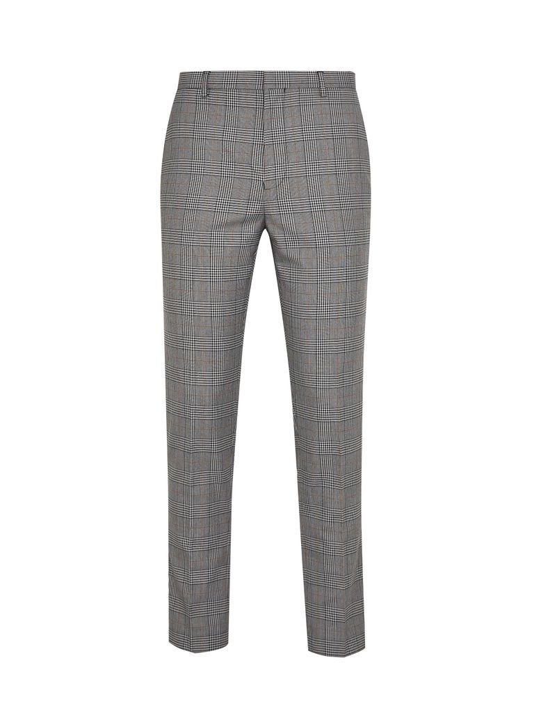 Mens Skinny Charcoal Check Trousers