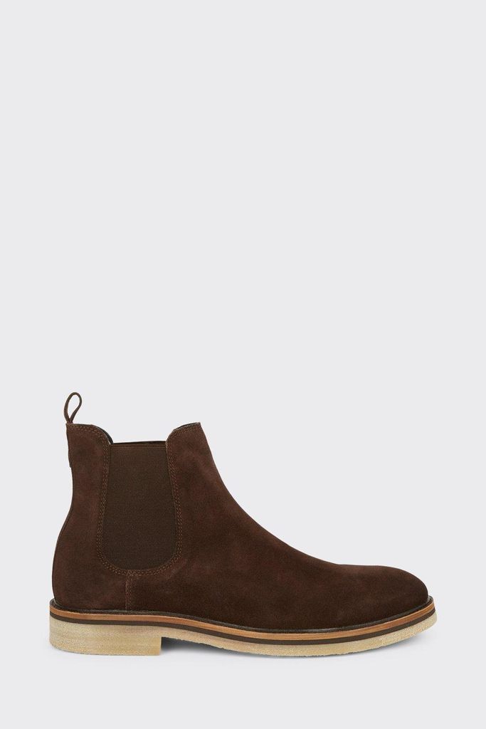 Mens Suede Chocolate Chelsea Boots