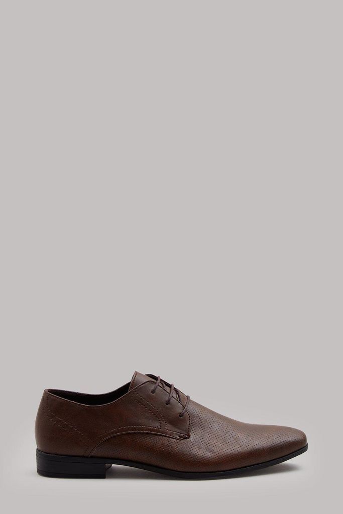Mens Tan Leather Look Formal Derby Shoes