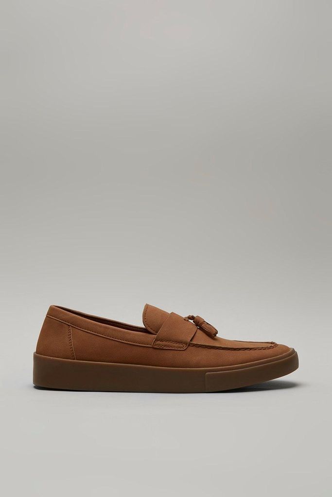 Mens Tan Slip On Shoes With Tassels