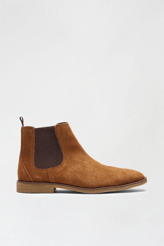 Mens Tan Suede Chelsea Boots