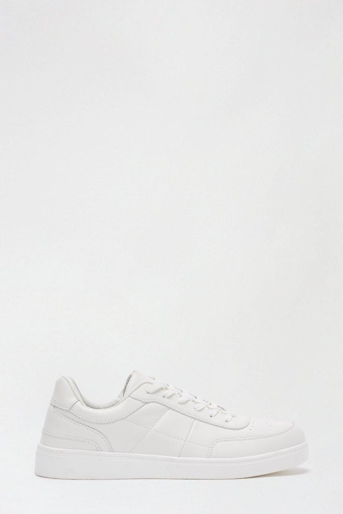 Mens White Leather Look Trainers
