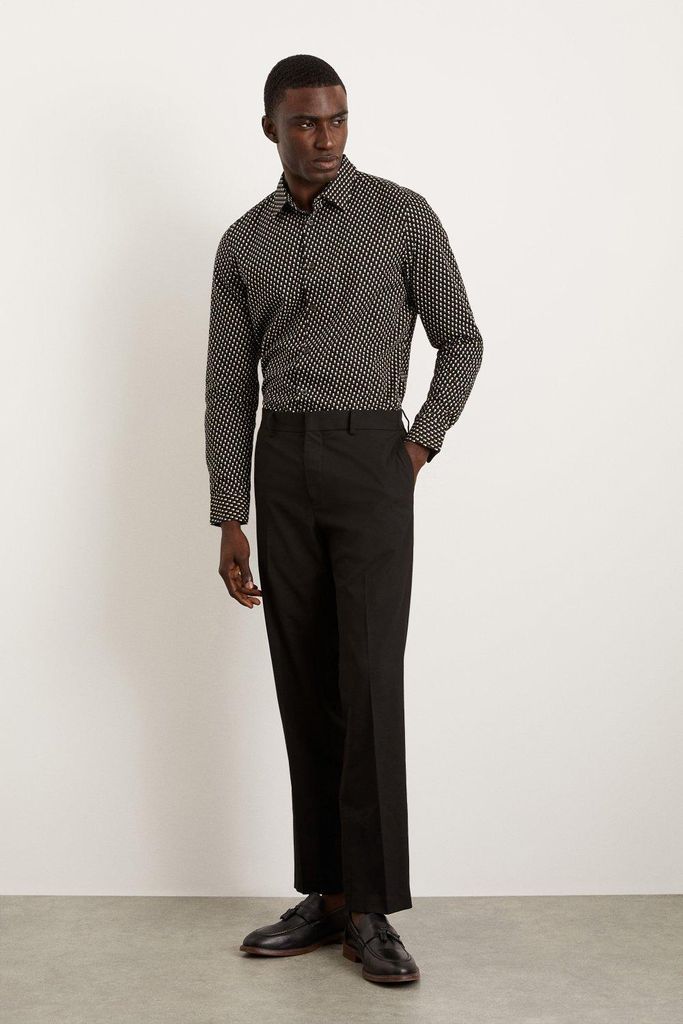 Mens Tailored Black Smart Trousers