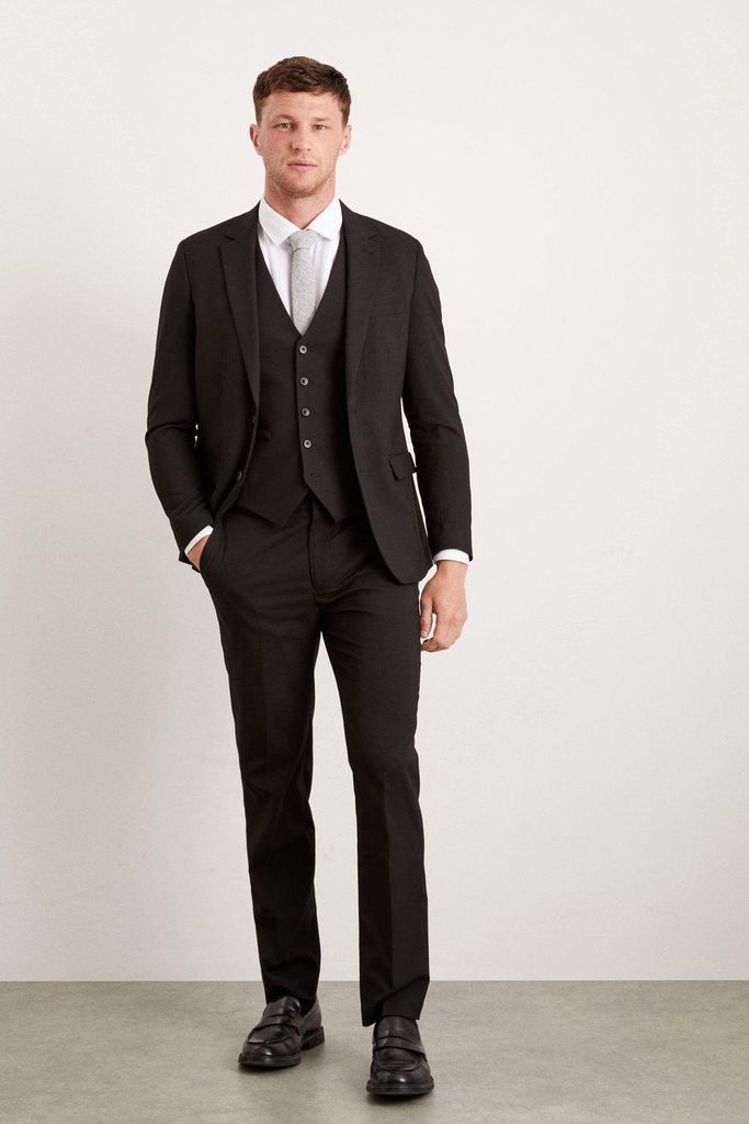 Mens Slim Fit Black Essential Suit Trousers
