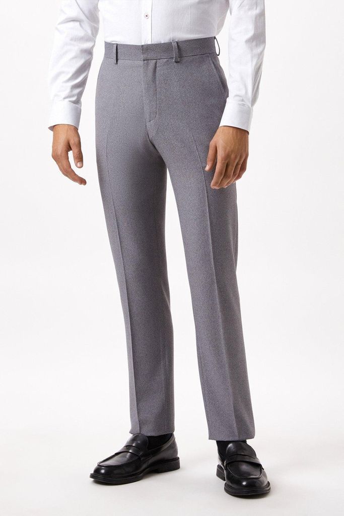 Mens Slim Fit Grey Textured Suit Trousers