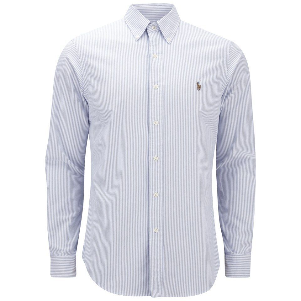 Men's Slim Fit Stripe Oxford Shirt - Blue/White - XXL
