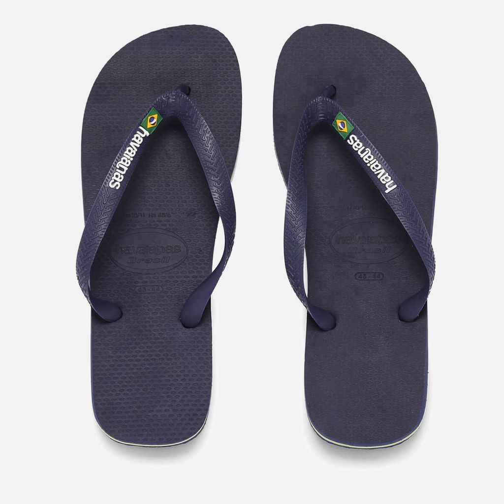 Men's Brasil Logo Flip Flops - Navy Blue - UK 6/7