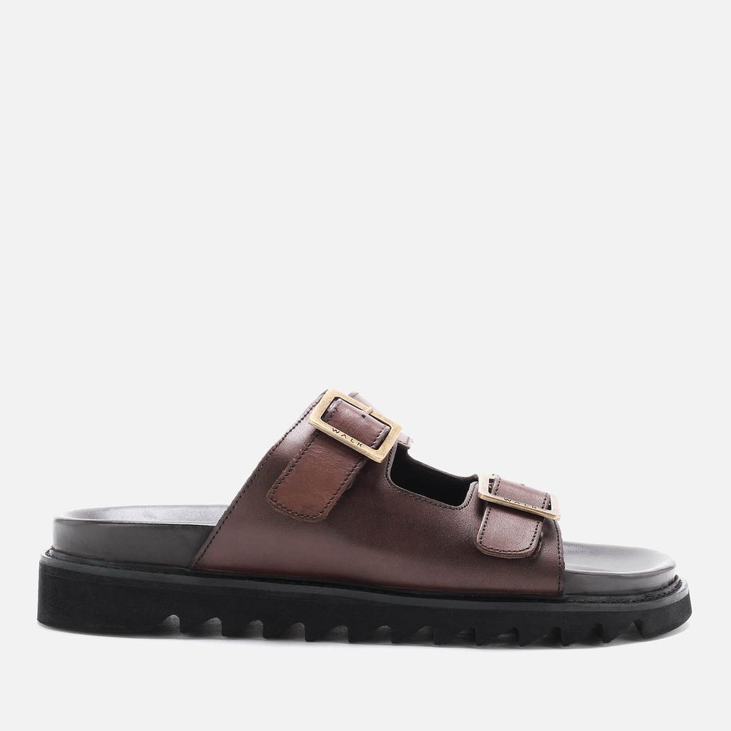 Men's Jaws Leather Double Strap Sandals - Brown - UK 9