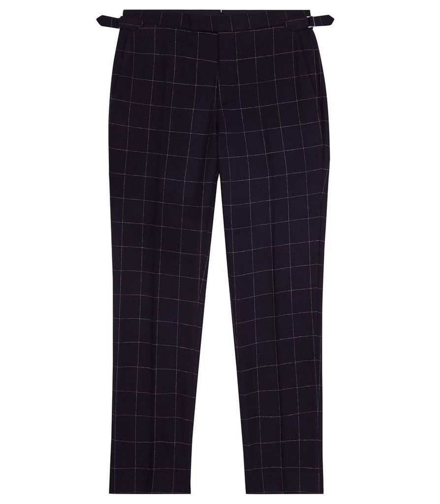 Reiss Sensation - Windowpane Check Trousers in Navy, Mens, Size 38
