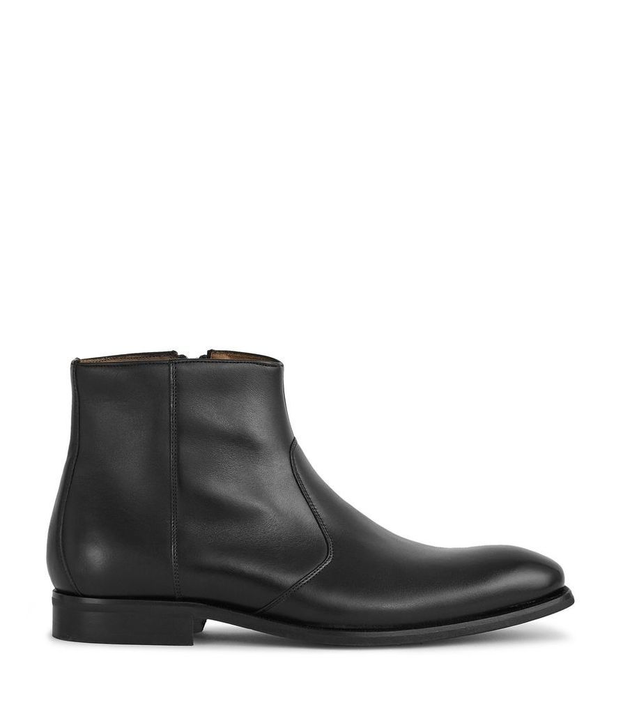 Reiss Archie - Leather Zip Up Boots in Black, Mens, Size 12