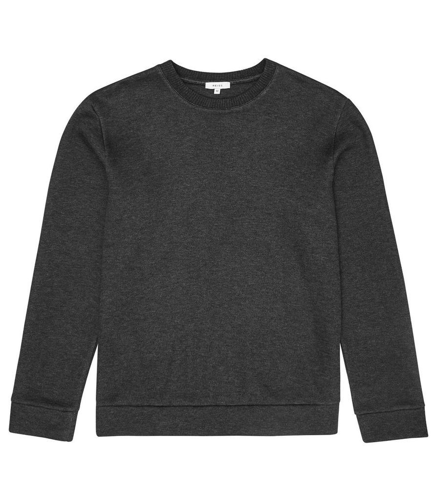 Reiss Hatton - Crew Neck Sweatshirt in Charcoal, Mens, Size XXL