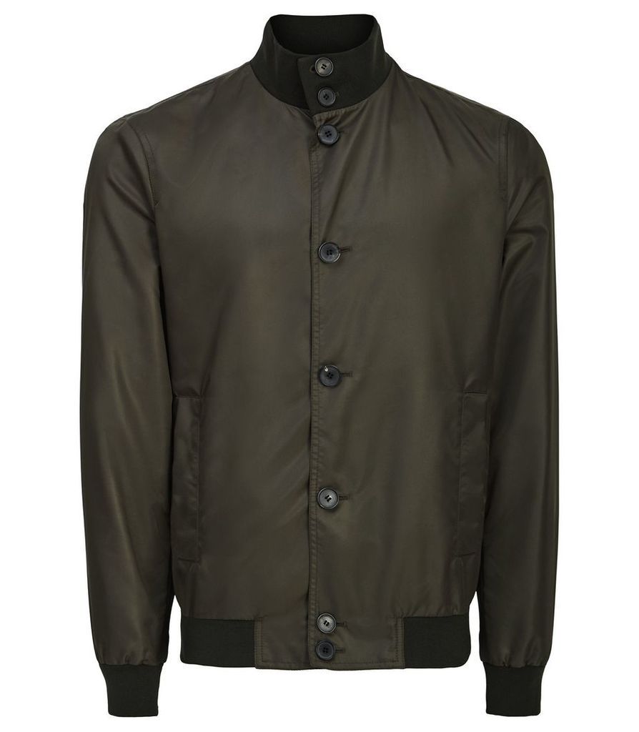 Reiss Heck - Funnel Neck Jacket in Olive Grey, Mens, Size XXL