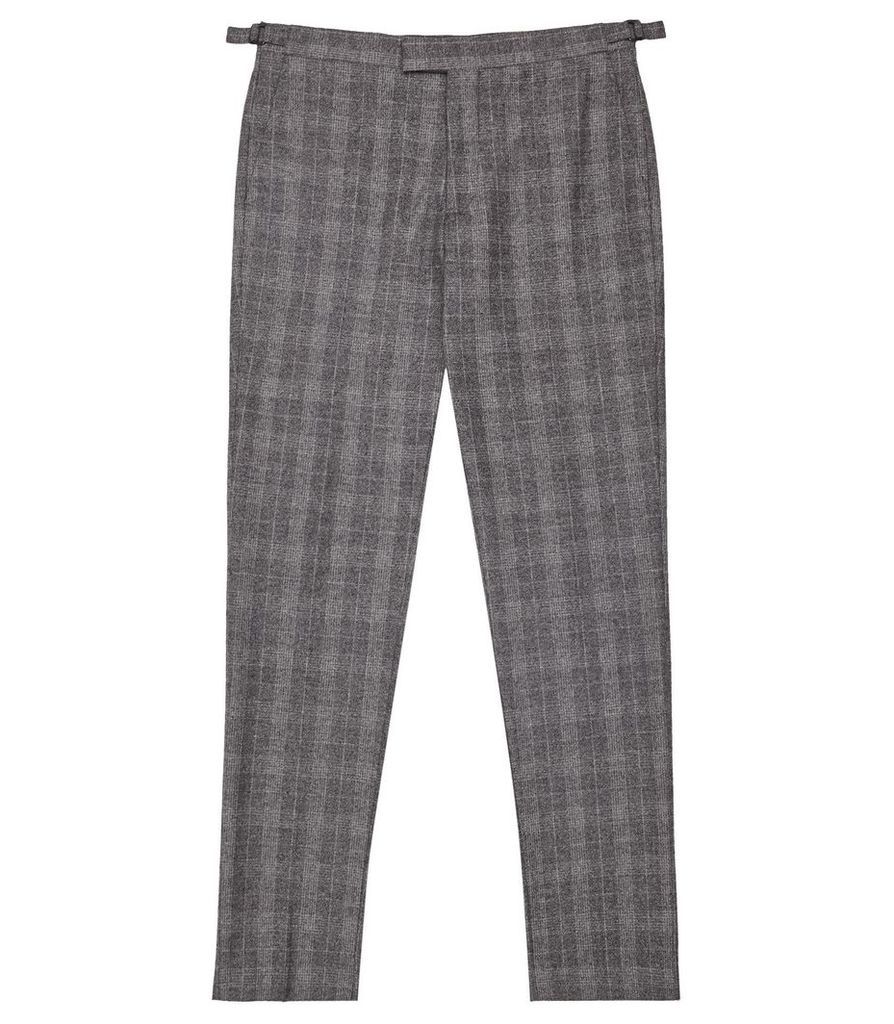 Reiss Rodney - Slim Fit Checked Trousers in Soft Grey, Mens, Size 38