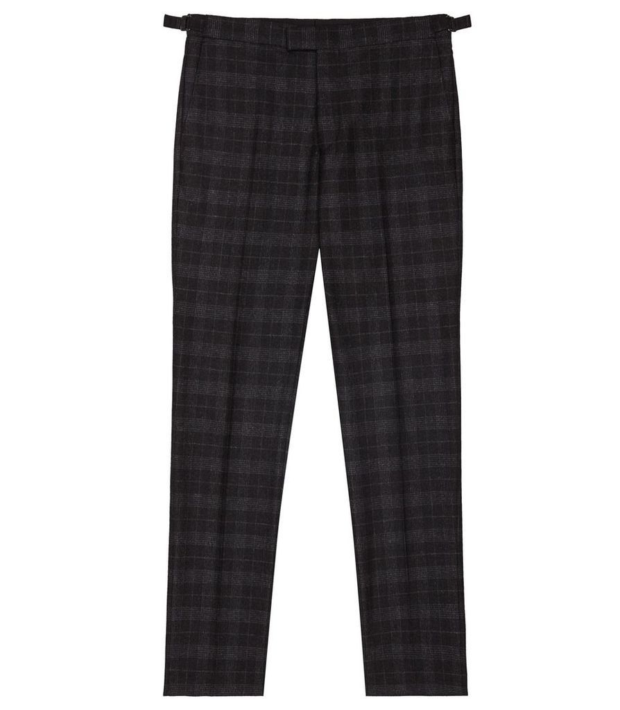 Reiss Rodney - Slim Fit Checked Trousers in Charcoal, Mens, Size 38