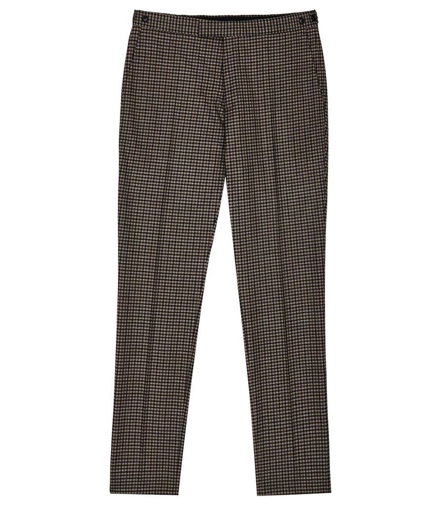 Reiss Tripper - Houndstooth Checked Trousers in Brown, Mens, Size 38