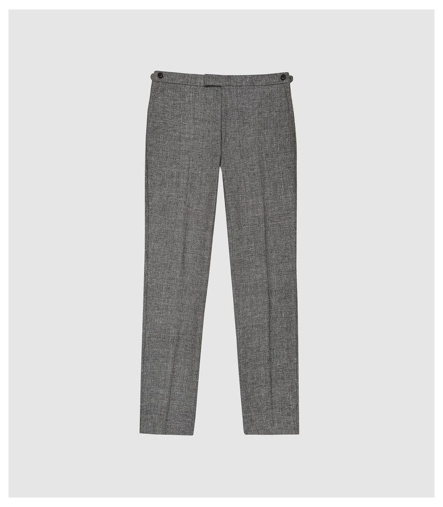 Reiss Ruck - Linen Wool Blend Slim Fit Trousers in Grey, Mens, Size 38
