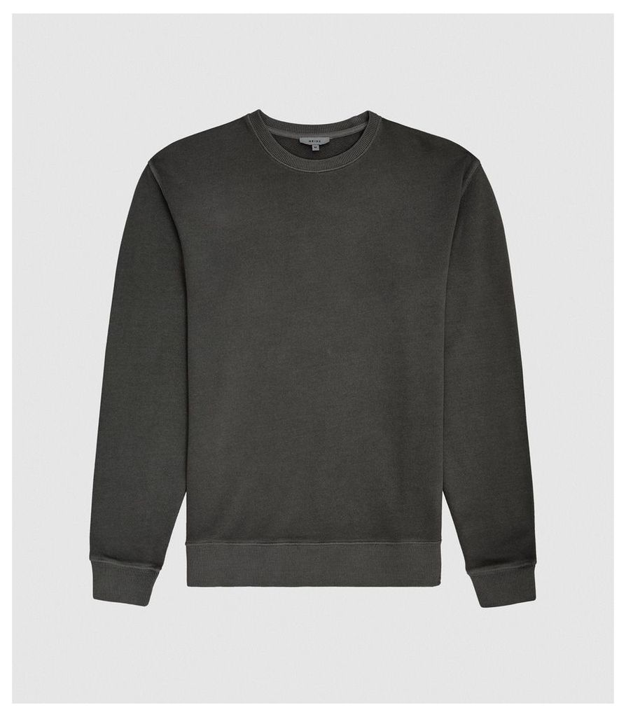 Reiss Tyne - Garment Dyed Sweatshirt in Black, Mens, Size XXL
