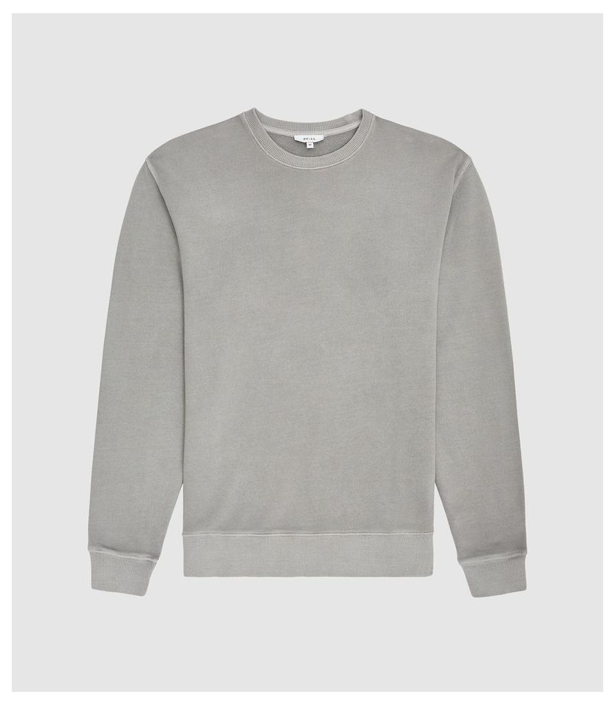 Reiss Tyne - Garment Dyed Sweatshirt in Grey, Mens, Size XXL