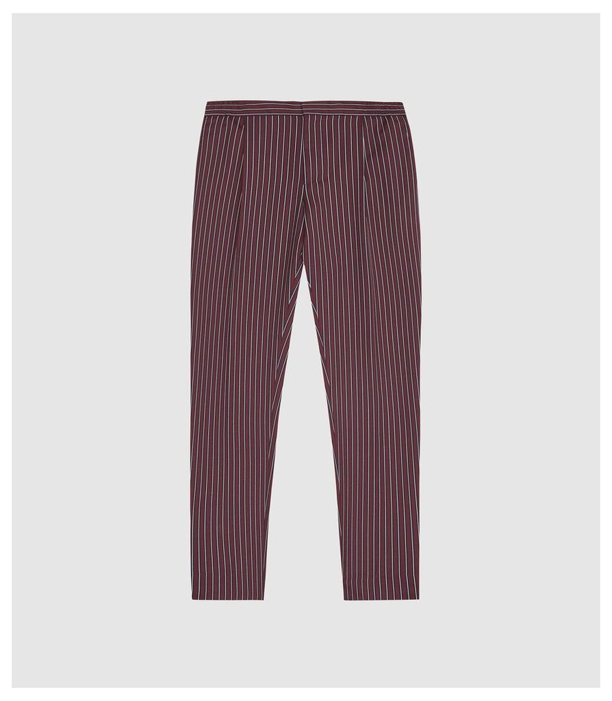 Reiss Dam - Striped Casual Trousers in Bordeaux, Mens, Size 38