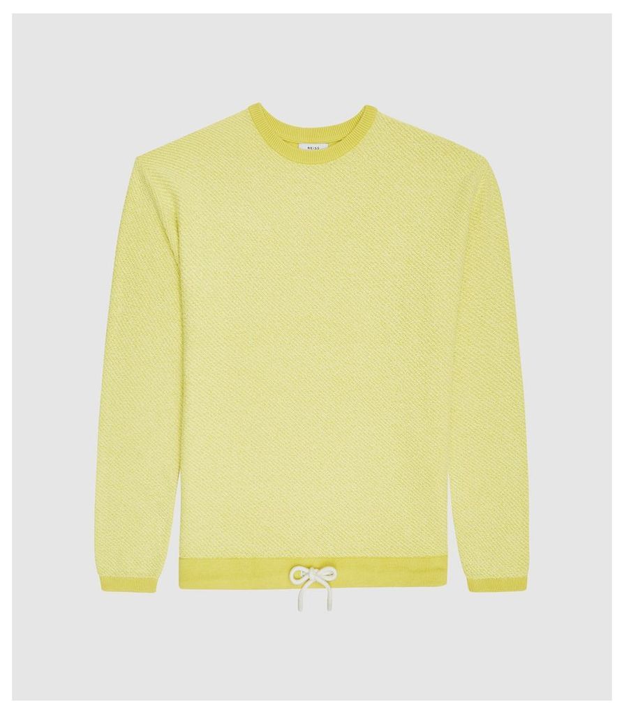 Reiss Springs - Textured Sweatshirt With Draw Cord in Yellow, Mens, Size XXL