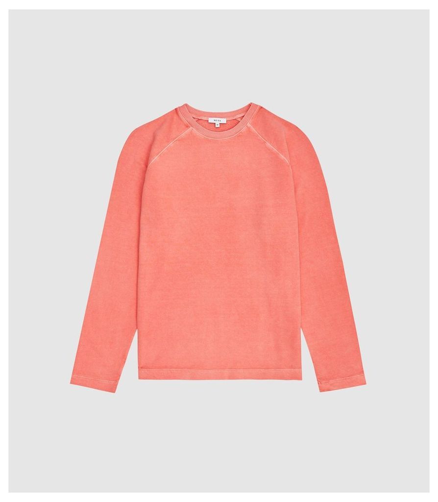 Reiss Hampstead - Garment Dyed Sweatshirt in Pink, Mens, Size XXL