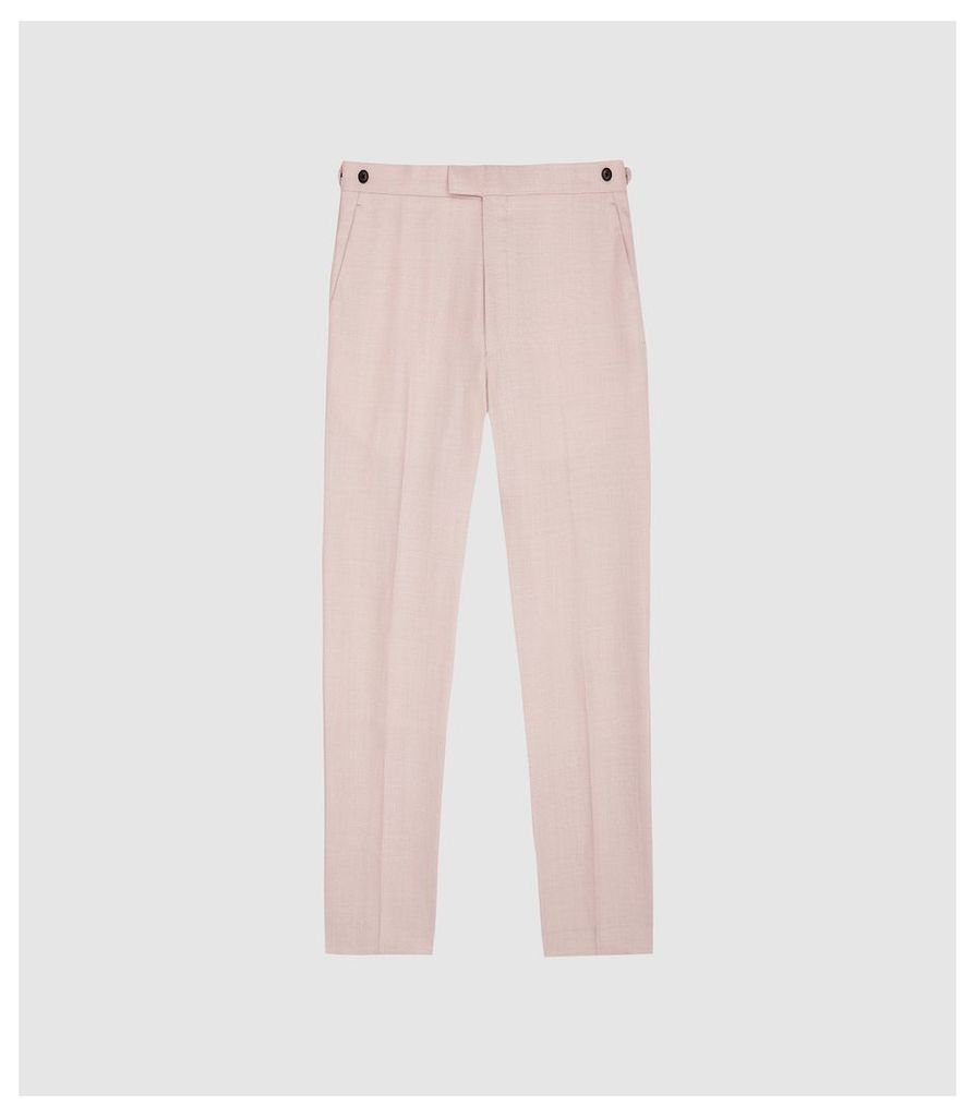 Reiss Melody - Wool Silk Blend Slim Fit Trousers in Soft Pink, Mens, Size 38
