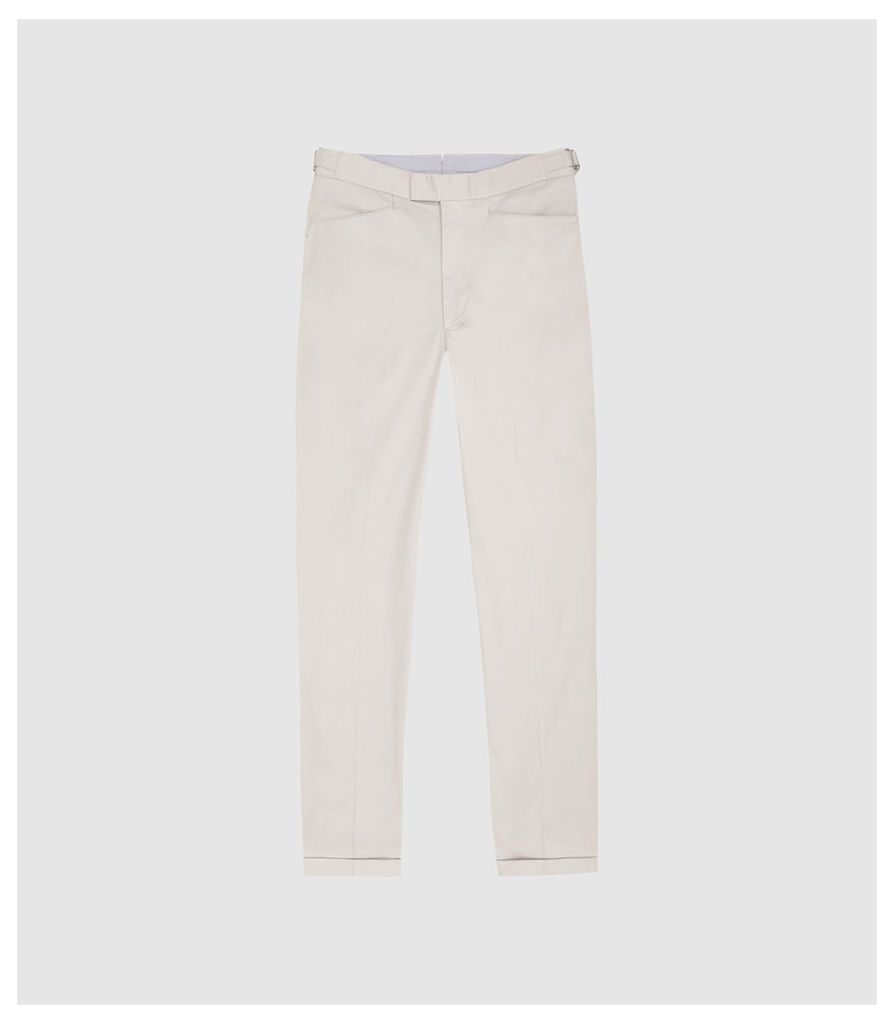 Reiss Shank - Plain Front Slim Fit Trousers in Stone, Mens, Size 38