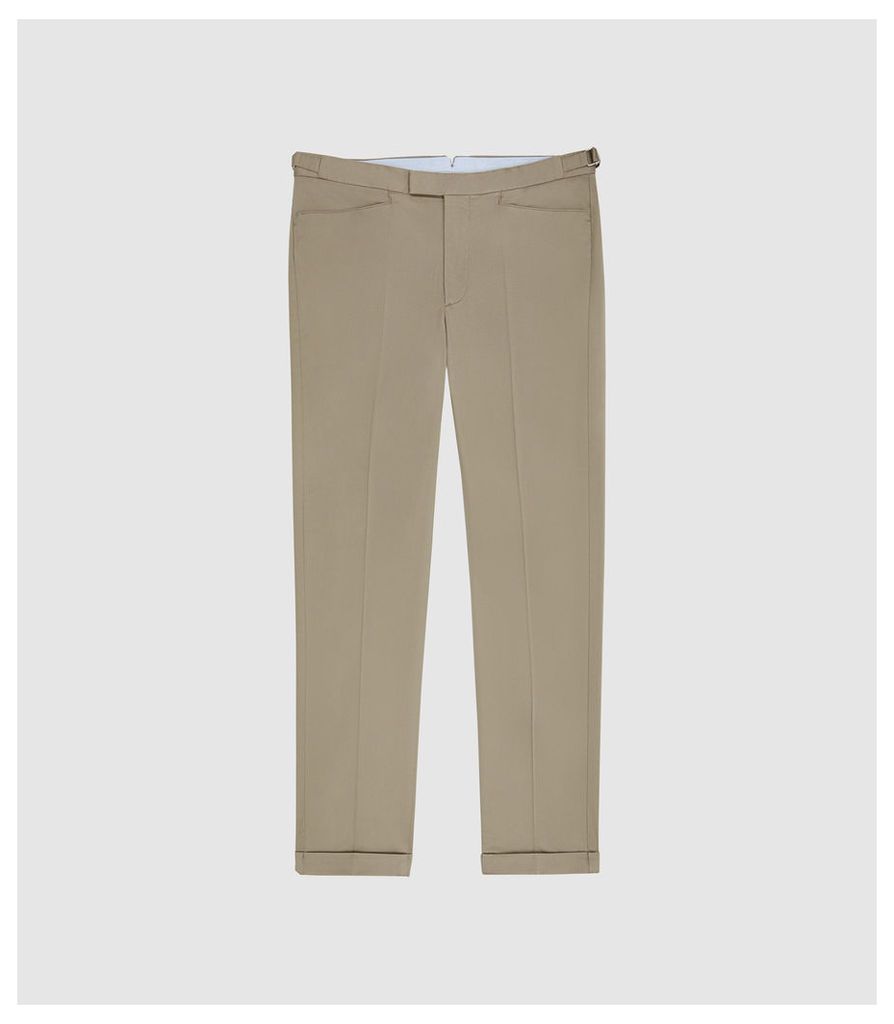 Reiss Shank - Plain Front Slim Fit Trousers in Taupe, Mens, Size 38
