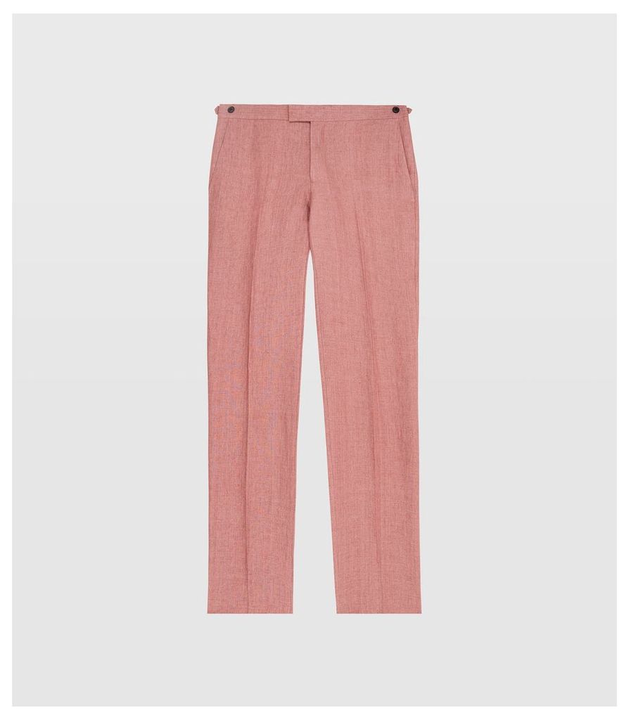 Reiss Mellowed - Linen Tailored Trousers in Pink, Mens, Size 38
