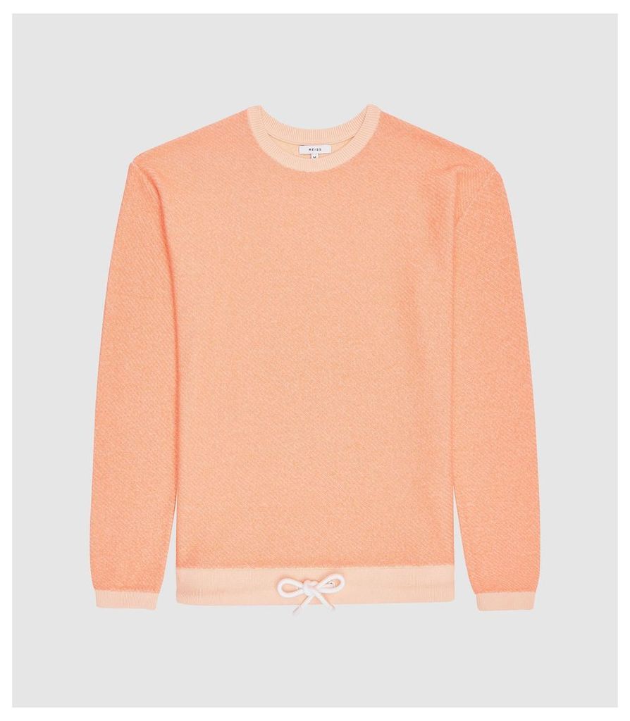 Reiss Springs - Textured Sweatshirt With Draw Cord in Orange, Mens, Size XXL